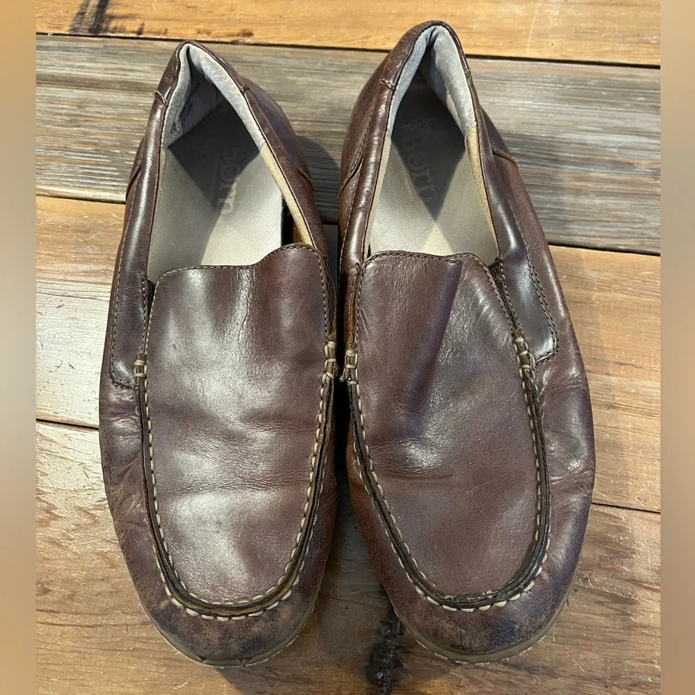 Born Shoes Men's Eberhard Brown Leather Moc Toe Slip-On Loafer Size 13 - Picture 1 of 5